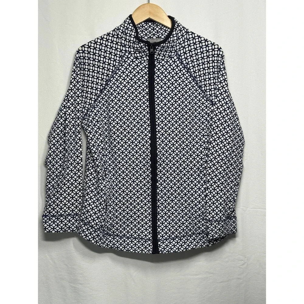 Talbots Women's Full Zip Jacket Sweatshirt Blue & White Size Medium - Picture 3 of 9